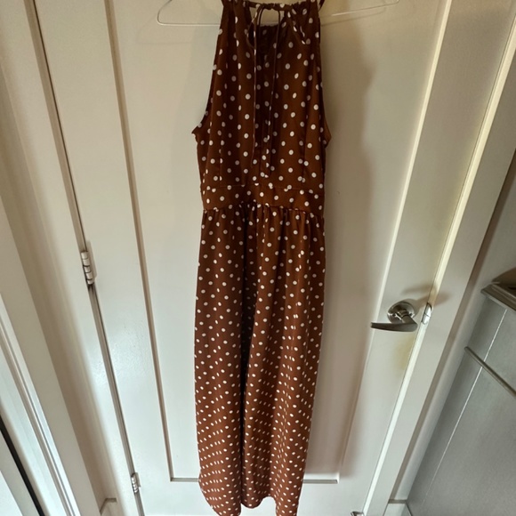 Polka Dot Print Halter Neck Dress - Picture 7 of 7